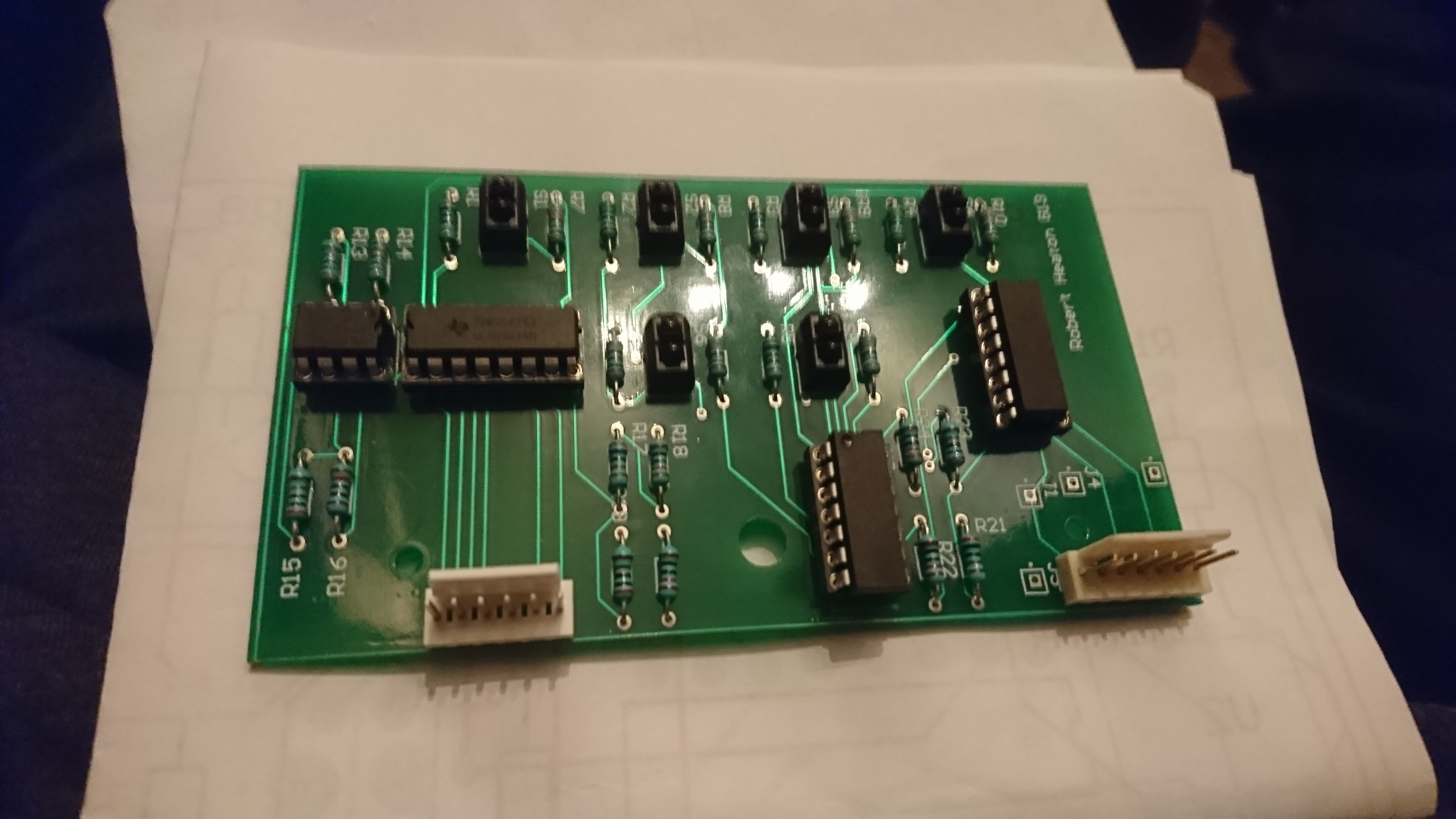 PCB with infrared sensor array for line-following